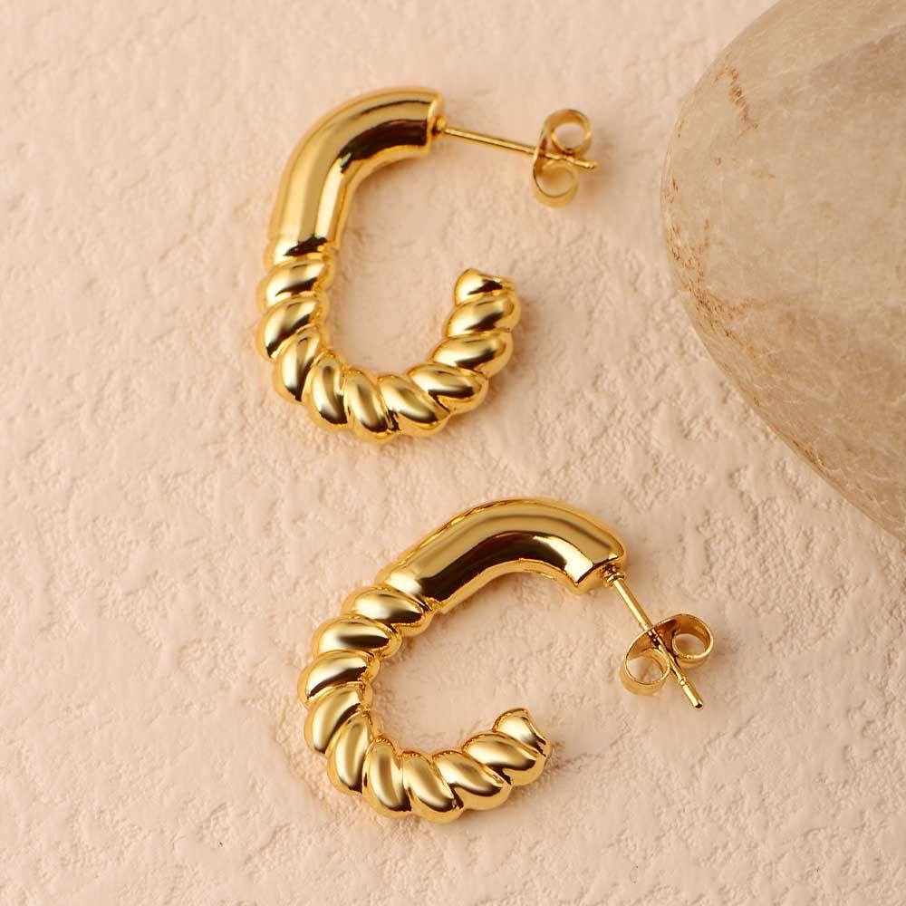 NEW💎18K Gold Hoop Earrings*Twisted Hoop Earrings - Picture 6 of 7